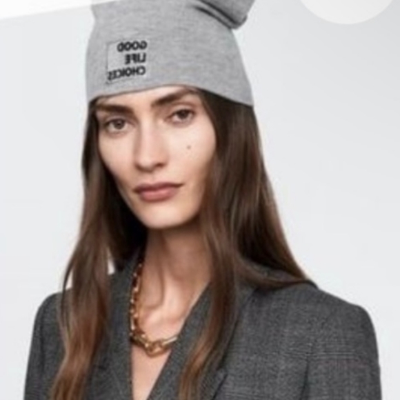 Zara KNIT GOOD LIFE CHOICES Beanie - Picture 2 of 3